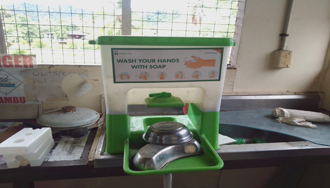 Hand washing station at Bogia District Hospital, Madang Province, Papua New Guinea