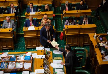 New Zealand's Minister of Finance, Grant Robertson, delivers the budget in parliament, 18 May 2023