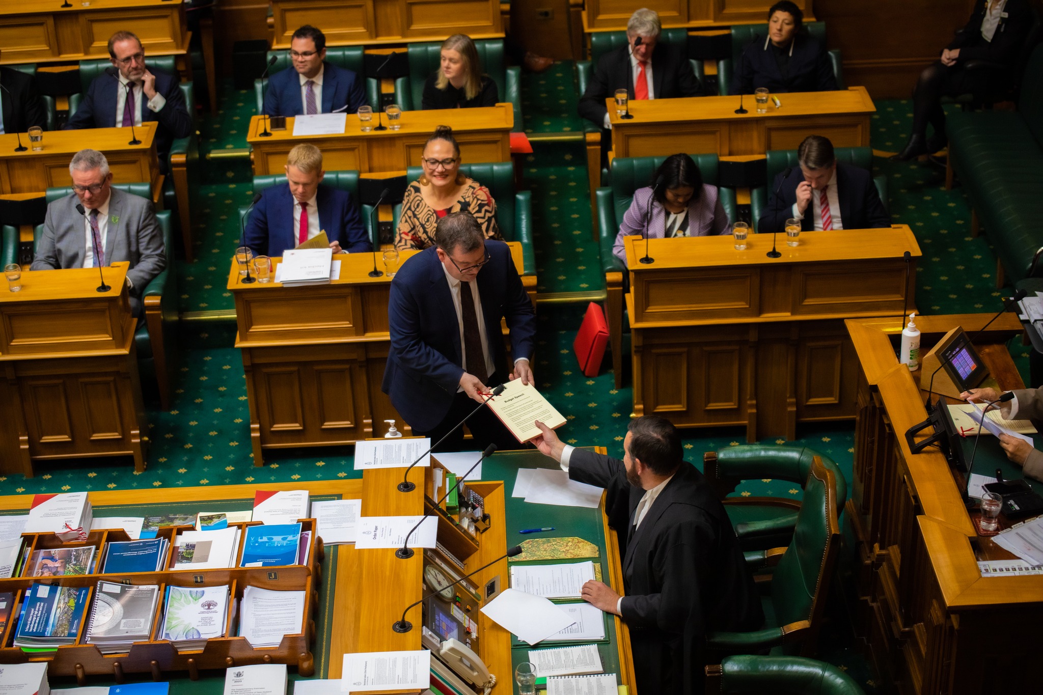 New Zealand's Minister of Finance, Grant Robertson, delivers the budget in parliament, 18 May 2023