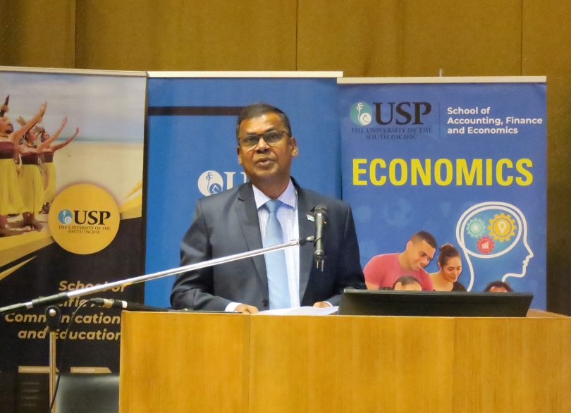 Fiji Deputy Prime Minister and Minister for Finance, Biman Prasad, delivers the opening speech of the 2023 Pacific Update, 13 June