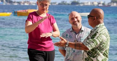 Australian Minister for Foreign Affairs Penny Wong on a tour of climate change impacts in the Marshall Islands, October 2022