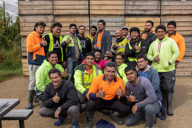 Samoan PALM workers in Tasmania, March 2023 (Pacific Australia Labour Mobility scheme-Facebook)