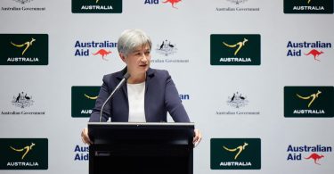 Senator Penny Wong at the launch of the new international development policy on 8 August 2023 (Penny Wong - Senator for SA-Facebook)