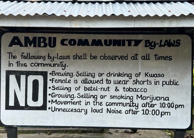 Ambu community by-laws sign, Solomon Islands (Sinclair Dinnen)