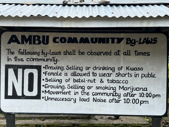 Ambu community by-laws sign, Solomon Islands (Sinclair Dinnen)