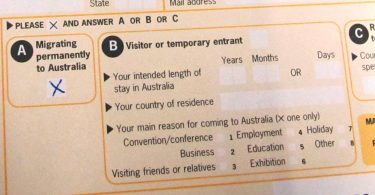 Australian arrival card (Anne Moorhead)