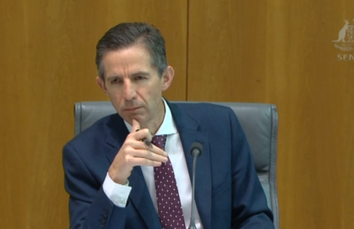 Senator Simon Birmingham during Senate Estimates hearings