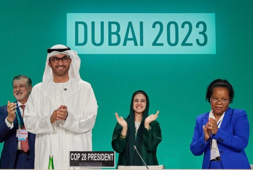 COP28 President Dr Sultan Al Jaber announcing the loss and damage deal (COP28 UAE-Facebook)